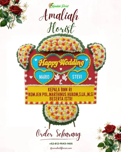 Karangan Papan Bunga Pernikahan di Pawenang